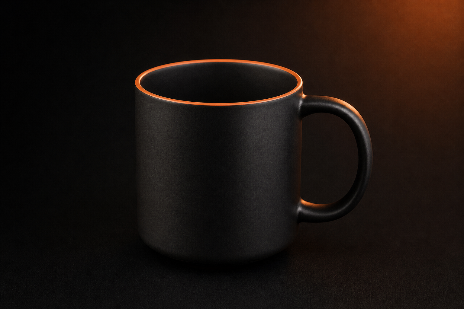UIU branded ceramic mug with orange rim